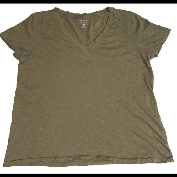 Madewell Tops - Madewell Shirt Medium Green Short Sleeve V Neck Casual Quiet Luxur Comfort Light